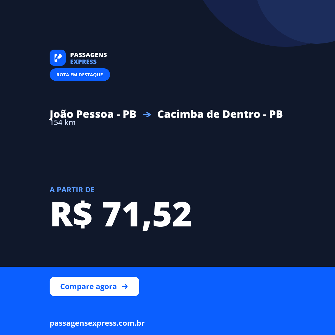 João Pessoa - PB -> Cacimba de Dentro - PB